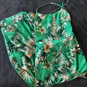 Haute Monde Green and Cream Floral Dress